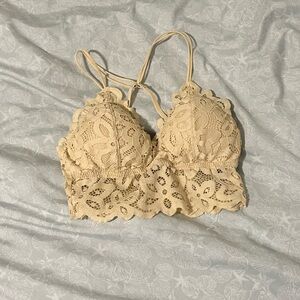 White cream floral bralette crop top